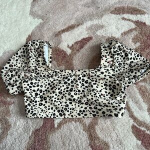 NWOT Cat & Jack Cream and Black Animal Print Crop Top